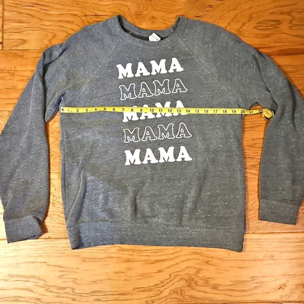 Bella + Canvas Mama Sweatshirt Gray Large Women Cozy Soft Mom Mother Crew Neck - Picture 2 of 6